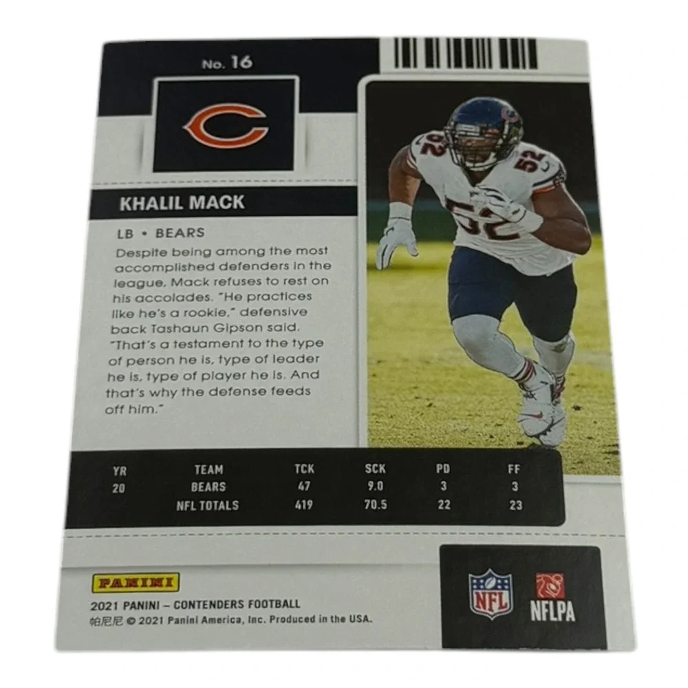 2021 Panini Contenders Khalil Mack Chicago Bears Season Ticket Card 16 NFL